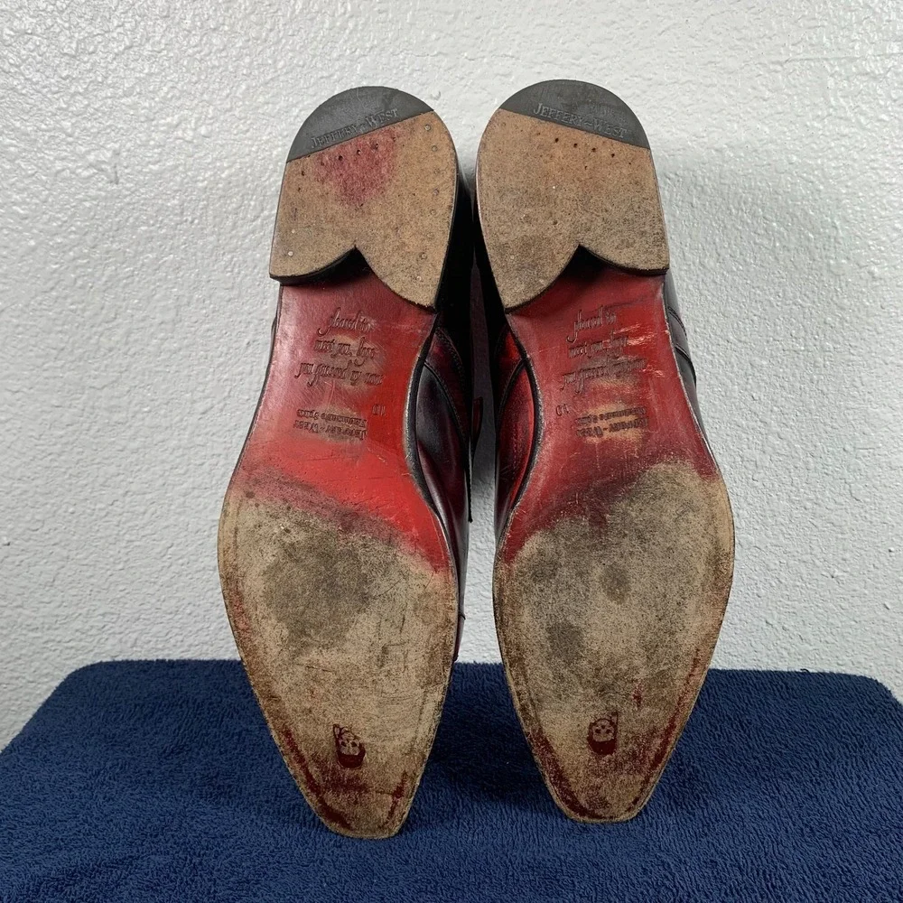 Jeffery West Shoes Villain Red Black Leather Derby Handmade Italy